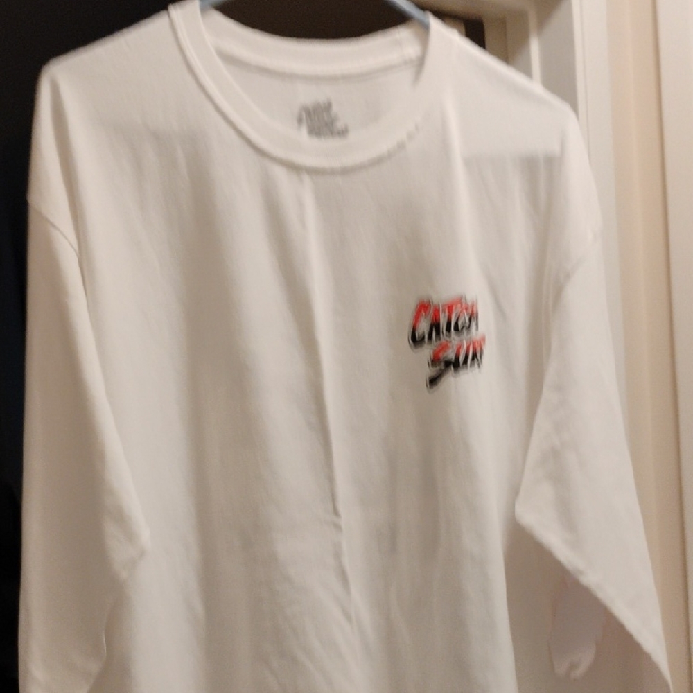 White Graphic T-Shirt catch surf long sleeve stylish 80 's back of shirt design